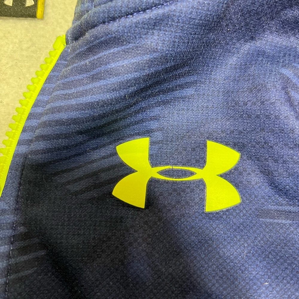 Under Armour Kids Navy and Neon Green Hoodie - Picture 3 of 3